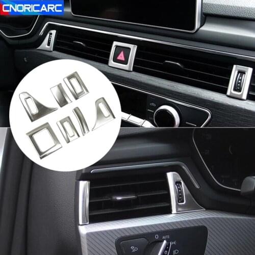 Car Styling Console Dashboard Air Outlet Frame Decoration Cover Decals Trim For Audi A4 B9 A5 2017-21 Interior Accessories