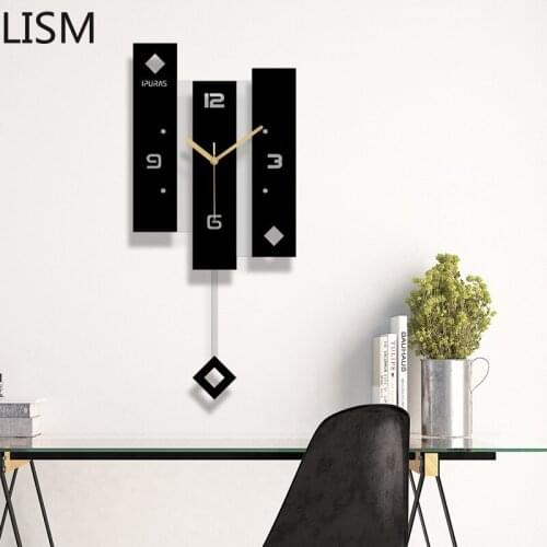 Living Room Creative Swing Wall Clock Modern Design Luxury Large Black Pendulum Silent Clocks Wall Home Decor Acrylic Antique
