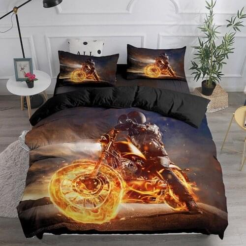 Cool Motorcycle Duvet Covers Bedding Set for Children Bed Cover for 150 Teen Boys Quilt Cover King Double Comforter Bedding Sets
