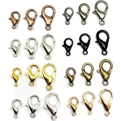 50pcs/lot 8 Colors Alloy Plated Lobster Clasp Hooks For DIY Necklace Bracelet Jewelry Making Findings Accessory Supplies