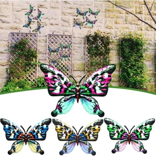 Metal Butterfly Wall Art Decor Beautiful Vintage Sculptures Ornament For Home Patio Garden Наклейки На Стену Drop Shipping