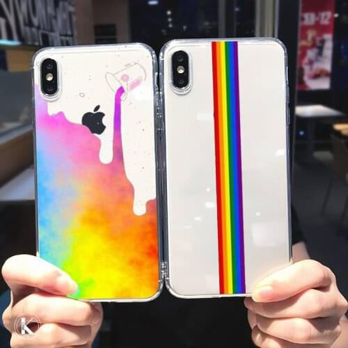 Fashion Rainbow GAY LGBT art capa Phone Case Transparent soft For iphone 5 5s 5c se 6 6s 7 8 11 12 plus mini x xs xr pro max