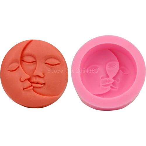Moon Sun lovers Valentine Kiss Silicone Fondant Soap 3D Cake Mold Cupcake Jelly Candy Sugar Decoration Baking Moulds FQ1705