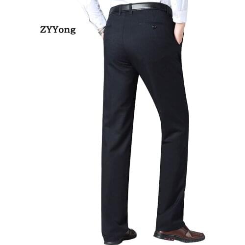Mens Pants Straight Loose Casual Trousers Fashion High Quality Office Mens Business Suit Pants Black Dark Gray Large Size 40