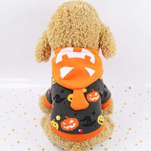 Dog Pet Halloween Pumpkin Outfit Costume Fashion Stylish Pet Hooded Clothes Coat for Puppy Chihuahua