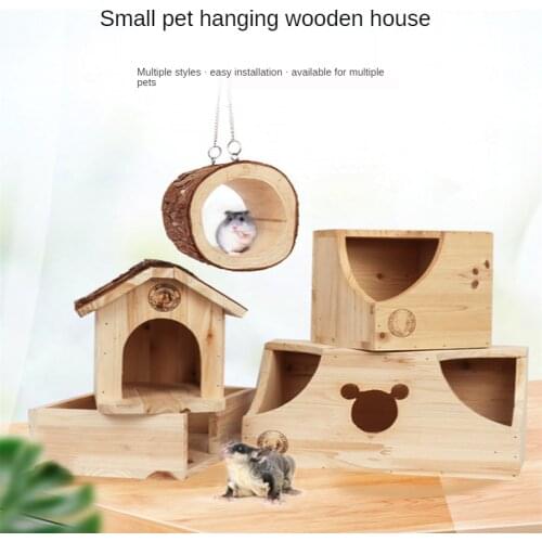 Natural Fir Material Hamster Cabin Honey Glider Squirrel Chipmunk Totoro Small Pet Nest Hamster Cage Landscaping Supplies