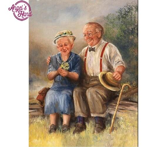Full Diamond Embroidery 5d DIY Diamond Painting Cross Stitch Full Rhinestone Needlework Mosaic Wall Decorative old couple