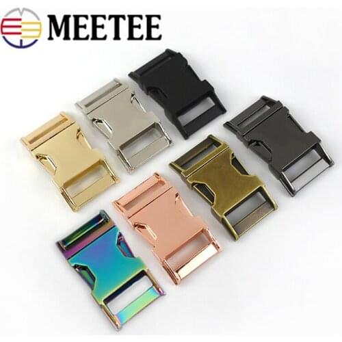 Meetee 2pcs 10/15/20/25/32mm Spring Release Buckle Metal Adjust Buckle Seat Belt Buckles DIY Pet Dog Collar Side Webbing Hook