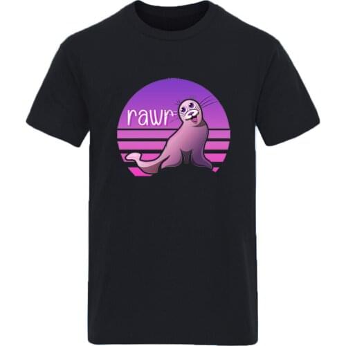 Rawr Cartoon Cotton Round Neck Mens T shirt Harajuku Tops Tees Male Leisure Hip Hop Clothing Plus Size Black Homme Camisetas