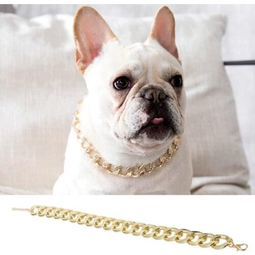Plastic Punk Gold Dog Chain Collar Pet Jewelry Photo Props Dog Accessories 37CM for Small Large Dogs Pet Necklace Jewelry
