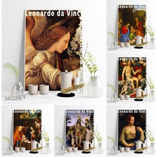 Leonardo Da Vinci Renaissance Retro Art Prints Canvas Painting Christ Baptized Exhibition Museum Vintage Poster Classical Decor
