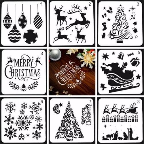 Christmas Stencils Template Reusable Plastic Craft for Art Drawing Painting Spra U4LD