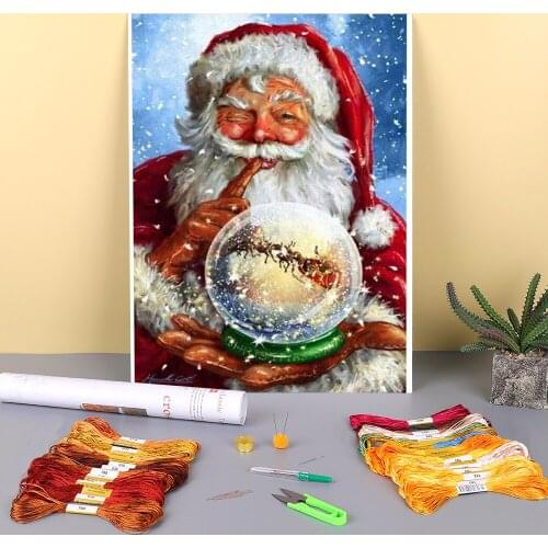 Christmas Snowball Pre-Printed 11CT Cross-Stitch DIY Embroidery Kit DMC Threads Needlework Craft Handiwork Wholesale
