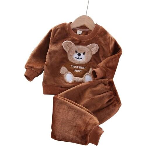 Family Christmas Pajamas 2020 Winter Children Baby Home wear Suit Boys Girls Fluffy Long-Sleeved Pajamas Warm Top Pants Kid 2pcs