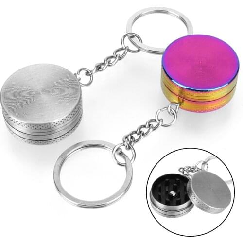 Weed Grinder Portable keychain Spice Mill Grinder 2 Layers Tobacco Grinder Mini Cute Crusher Tobacco Cigarette accessories Metal