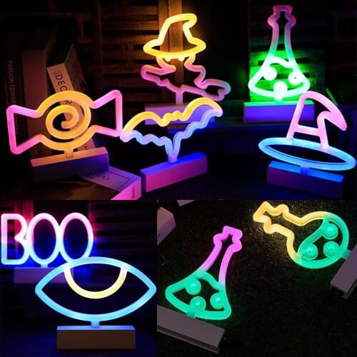 LED Bat Shaped Neon Sign Light Night Light Halloween Decorative Lights Wall Decoration Lights Battery/ USB Powered Table Lamp