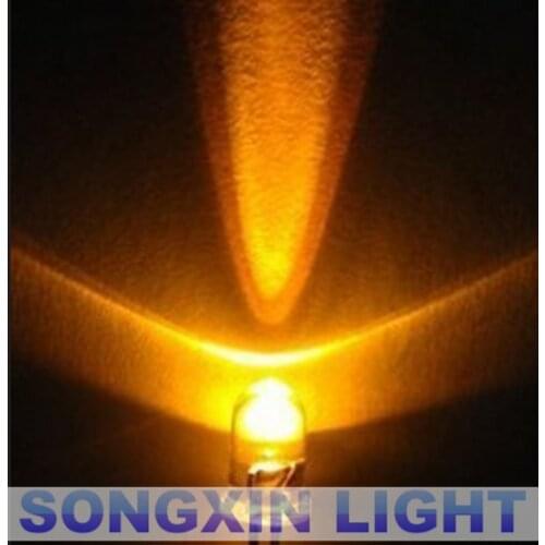 Light Emitting Diode Lamp Transparent 1000pcs/lot 5mm Yellow 585-590nm 2.0-2.2v 20ma F5mm Led
