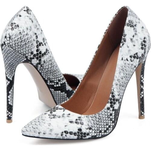 SKLFGXZY Pumps serpentine High heels Women shoes Fashion women shoes pointed 12cm Fine with Size 34-43