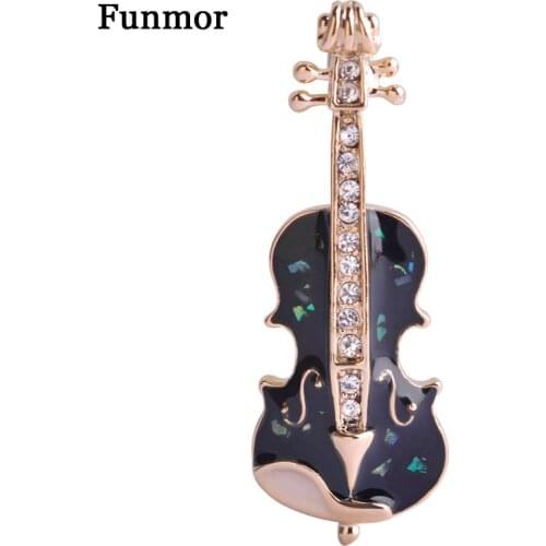 Cello Guitar Shaped Brooches Enamel Abalone Shell Apparel Accessory Musical Instruments Lapel Pin Club Badge Brooch Joyeria