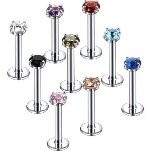 1Pc Flexible Labret Lip Ring Ear Helix Tragus Cartilage Studs Stainless Steel Labret Piercing Mixed Color Body Piercing Jewelry