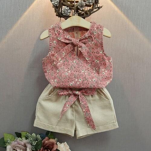 100% Cotton Girls Clothing Sets Summer Vest Two Piece Sleeveless Children Sets Fashion Girls Clothes Suit Casual Dot Outfits