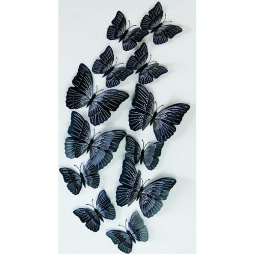 12pcs Double Layer Single Layer 3D Butterfly Wall Sticker on the wall Home Decor Butterfly for Decoration Magnet Fridge Stickers