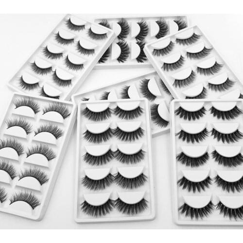 5Pairs/Set Faux Mink Hair False Eyelashes Wispy Criss-cross Fluffy Thick Natural Handmade Lash Cruelty-free Eye Makeup Tools