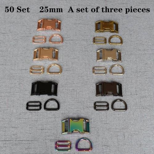 50 Set (B) 25mm Metal D Ring+Adjustable+Release Buckle For High Quality Hardware Pet Dog Collar Accessory 3JT25mm07B