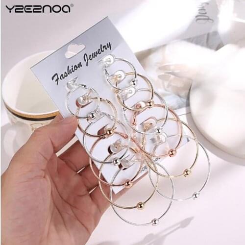 6Pair/Set Punk Hoop Earrings Set Women Large Circle Hoop Earrings For Women Round Earrings Set Vintage Hoops Ear Rings