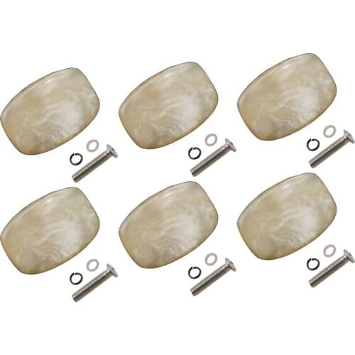 6Pcs Plastic Wood Guitar Tuning Peg Buttons Machine Heads Handle Caps with Screws Gaskets