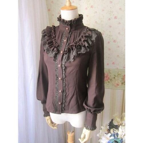 White Lace Synthetic Gothic Lolita Blouse for Women Sleeveless Plum Blossom Printed Lolita Dress