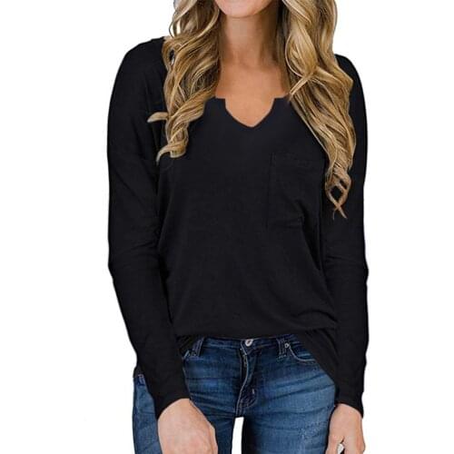 Plus Size Womens Tops And Blouses Women Casual Solid Bottoming Shirt Long Sleeve Knit V-neck Blouse Shirt Vetement Femme 2021