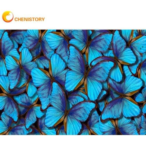 CHENISTORY 5D Diy Diamond Painting Blue Butterfly Full Square Round Diamond Embroidery Animal Rhinestone Mosaic Home Decor