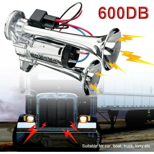 600DB 12V Dual Trumpets Super Loud Electric Solenoid Valve Car Electric Air Horn Speaker For Vehicle Car SUV Truck Lorry RV Boat
