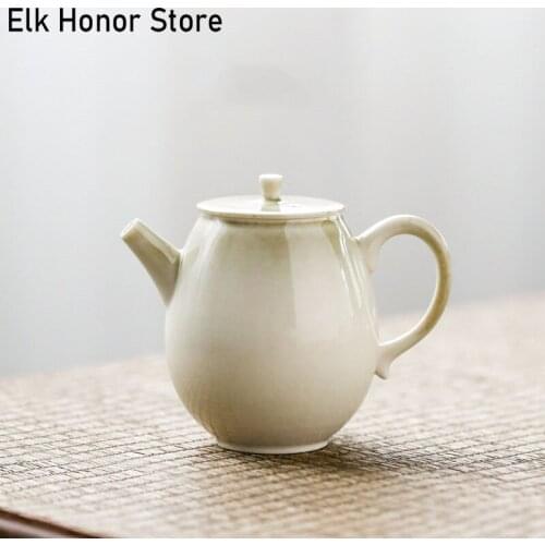 Retro Plant Ash Glazed Ceramic Teapot Japanese Style Small Single Pot Kung Fu Tea Master Pots With Strainers Household Teaware