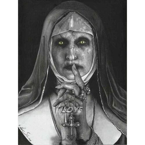 Horror Movie Character Diamond Painting The Nun Home Wall Decor Halloween Gift 5D DIY Full Embroidery Mosaic Pattern Craft DF155