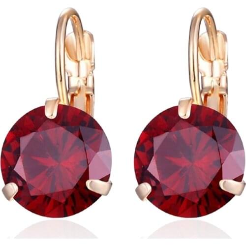 Classic 10mm Round Cubic Zirconia Stud Earrings for Women Gold Copper Plated Multi-color Crystal CZ Small Earring Gifts