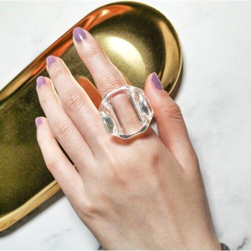 Hip Hop AMB MM6 Ice Cube Resin Simple Ring Letter Fnger Rings Fashion Personal Bijoux Christmas Gift for Women Men