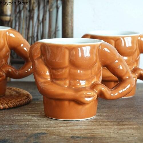Creative Cute Mug Cute Ceramic Macho Muscle Cup Personality Cartoon Water Cup 280ml Coffee Cup Living Room Home Decoration