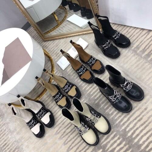 Hot Sell Womens Boots Newest Chain Socks Boots Anti Slip Round Toe Womens Shoes Luxury Brands Designer Boots With Size 35-41