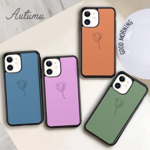 Minimalist Flowers Phone Case for iPhone 11 12 Pro Max mini X XR XS SE 2020 5 6S 7 8 Plus Samsung Galaxy S8 S9 S10 Cover shell