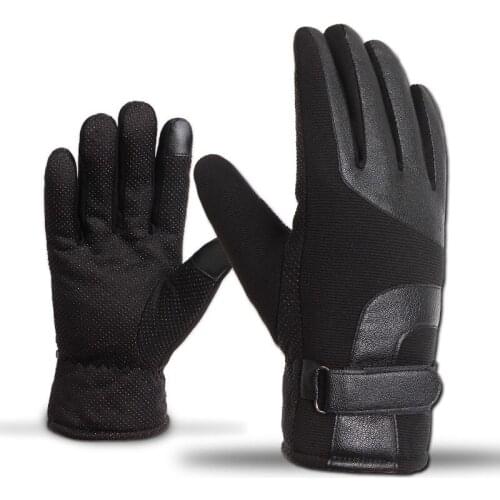Motorcycle Gloves Mens Winter Thickening Plus Velvet Warm Outdoor Non-slip Sports Riding Leather Gloves Windproof