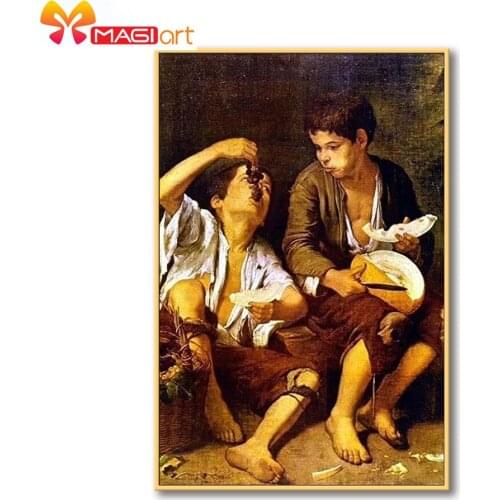 Cross stitch kits Embroidery needlework sets 11CT water soluble canvas patterns 14CT Full Portrait Grape boy -NCMP096