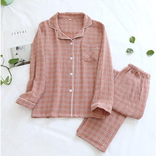 Lounge Wear Women Plaid Pajamas Set Autumn Winter Cotton Long Sleeve Homewear Suit Female Plus Size Mens Home Clothes Sleepwear