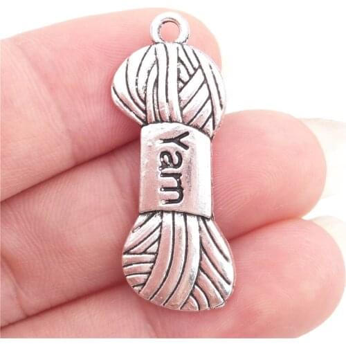BULK 30pcs Lots Nickle Free Alloy Sewing Knitting Yarn Charms Antique Silver Plated Metal DIY Jewelry Making 12*30mm 1.8g