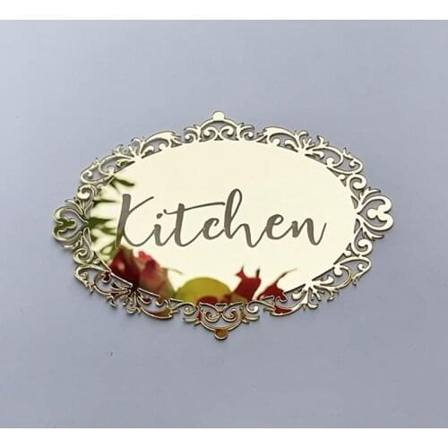 Oval Shape Sign of Kitchen Wall Sticker Door Sticker Art Mirror Indicator Custom Personalized Home Decor 14*10cm