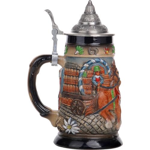 Beer Mug Germany Oktoberfest Engraved Tankard with Lid Big Capacity Stein Beer for Gifts Souvenirs 0.8 Liter