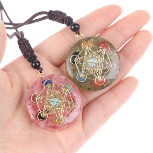 1PC New Colorful Orgonite Natural Crystal Seven Chakra Pendant Energy Necklace For Women Men Jewelry Accessories Wholesale