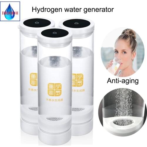 Hydrogen Rich Water Generator Pure H2 Electrolysis 500ML USB Detoxify Nourishing SPE/PEM ORP Alkaline Ionizer Glass Bottle/Cup