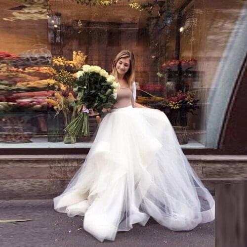 Photo Shoot Puffy Tulle Skirts Layered Ivory Cream jupe femme faldas Long Tulle Skirt Wedding Party Female Maxi Tulle Skirt